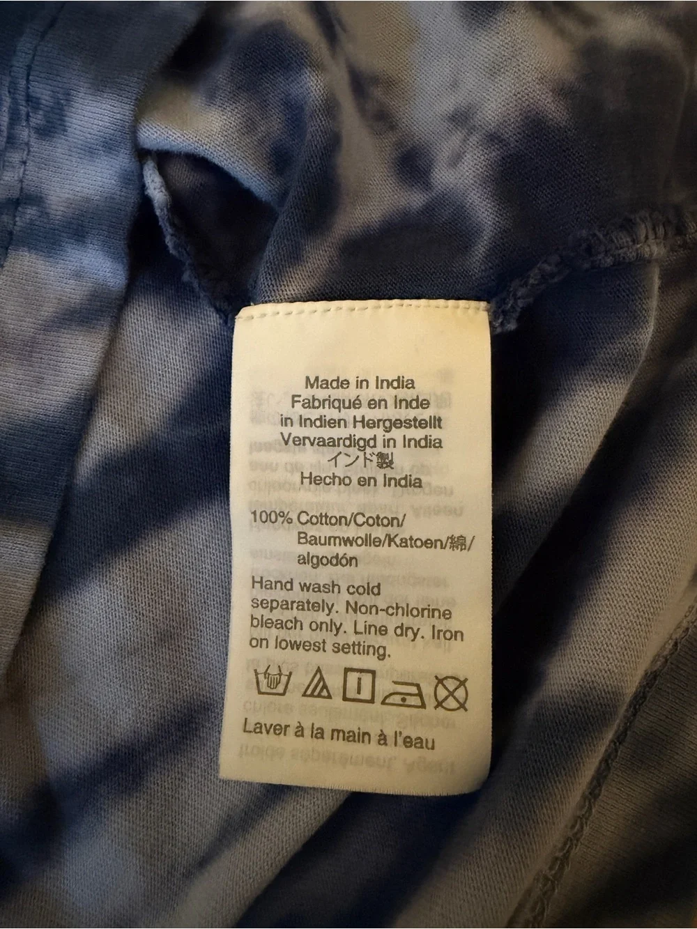 J.Crew L Tie Dye T-Shirt Blue White 100% Cotton Short Sleeve